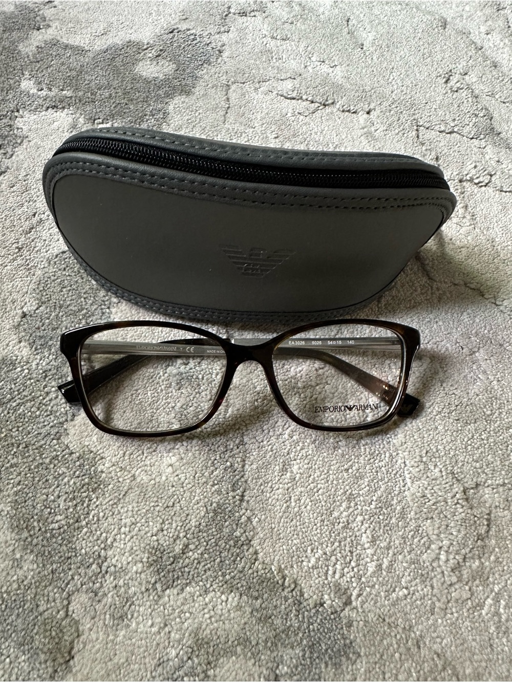 Emporio Armani Dark Brown Tortoise Rectangular Eyeglasses with Case